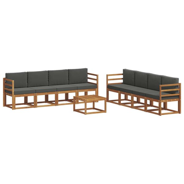 vidaXL Set vanjskih sofa 9 pcs Prirodna i antracit Čvrsto drvo akacije