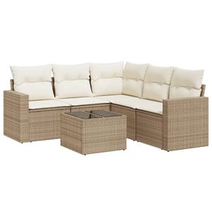 vidaXL 6-dijelni set vrtnih sofa s jastucima bež od poliratana