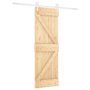 vidaXL Klizna vrata Prirodna i bijela 70 x 210 cm Čvrsta borovina