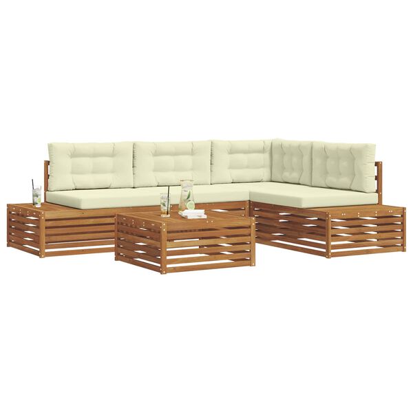 vidaXL Set vanjskih sofa s jastukom 5 Komad Prirodna i krem