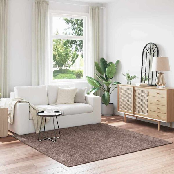 vidaXL Protuklizni Shaggy Tepih Smeđa 200 x 200 cm PP