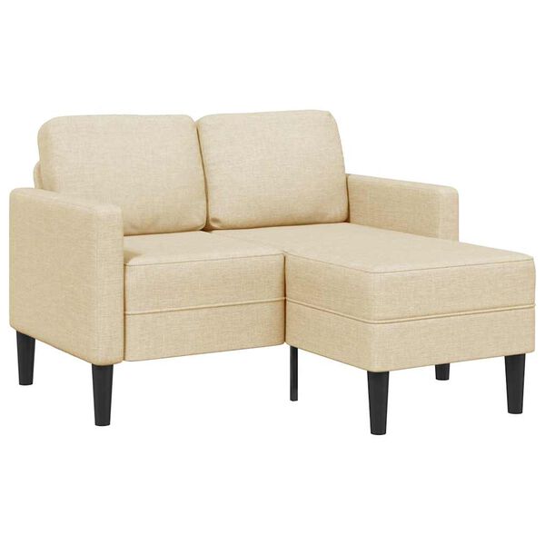vidaXL Sofa 2-sjed s ležaljkom u obliku slova L krem 125 cm tkanina