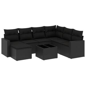 vidaXL 8-dijelni set vrtnih sofa od poliratana s jastucima crni