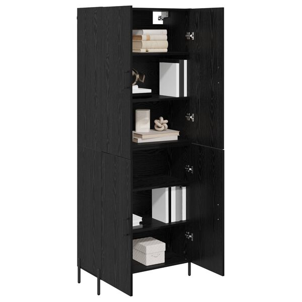 vidaXL Highboard Zidne Crni hrast 69,5 x 34 x 180 cm Konstruirano drvo
