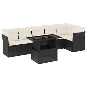 vidaXL 7-dijelni set vrtnih sofa od poliratana s jastucima crni
