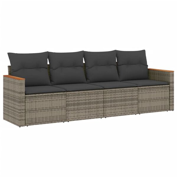 vidaXL 4-dijelni set vrtnih sofa od poliratana s jastucima sivi