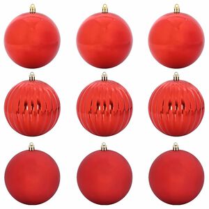 vidaXL Set božićnih kuglica XL 9 kom. Crvena &Oslash; 15 cm Plastika
