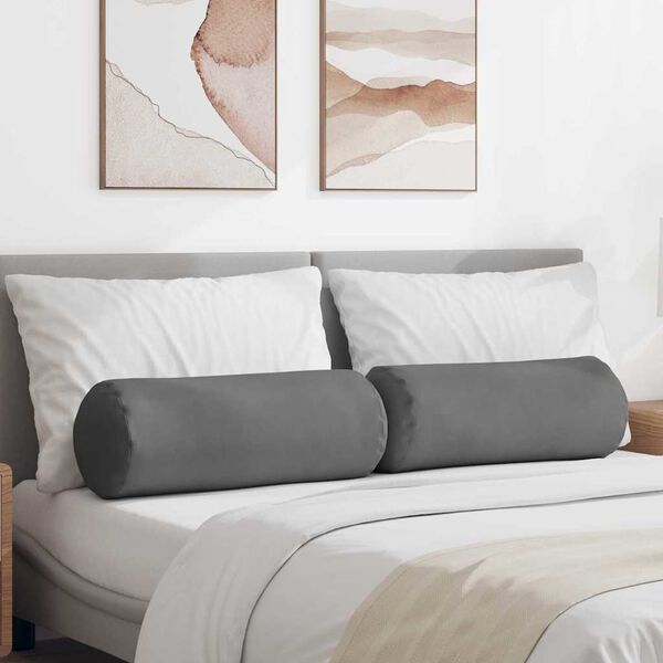 vidaXL Valjkasti jastučići 2 pcs Tamno siva Ø 25 x 70 cm