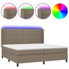 vidaXL Krevet box spring s madracem LED smeđesivi 200x200 cm tkanina