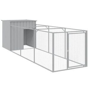 vidaXL Kućica za pse s igrali&scaron;tem svjetlosiva 110x405x110 cm čelična