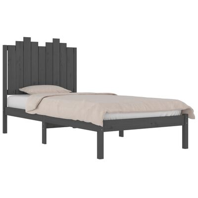 vidaXL Okvir za krevet od masivne borovine sivi 100 x 200 cm