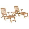 vidaXL Sklopiva ležaljka s stolom 2 pcs Prirodna Čvrsto teak drvo