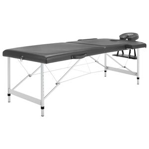 vidaXL Stol za masažu s 2 zone aluminijski okvir antracit 186 x 68 cm