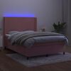 vidaXL Krevet box spring s madracem LED ružičasti 140x190cm bar&scaron;unasti