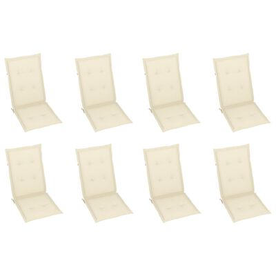 vidaXL Nagibne vrtne stolice s jastucima 8 kom od masivne tikovine