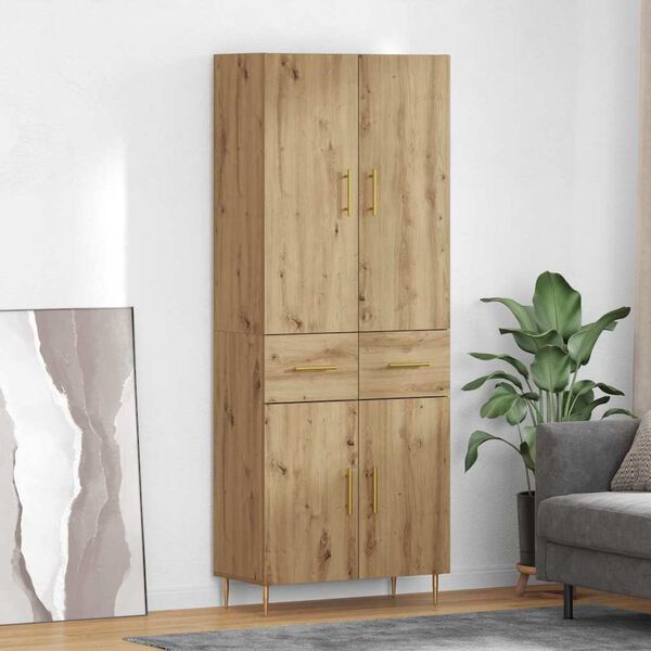 vidaXL Highboard Umjetnički hrast 69,5 x 34 x 180 cm Konstruirano drvo