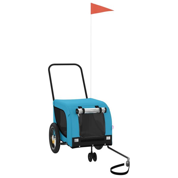 vidaXL Prikolica za bicikl za ljubimce plavo-crna od tkanine i željeza