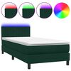 vidaXL Box Spring krevet s madracem i LED tamno zeleni 100x220 cm bar&scaron;un