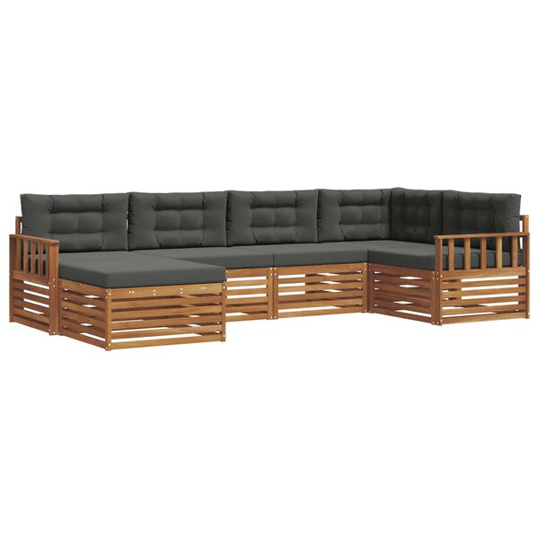 vidaXL Set vanjskih sofa s jastukom 6 pcs Prirodna i antracit
