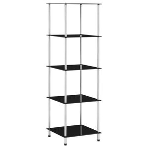 vidaXL Police s 5 razina crne 40 x 40 x 130 cm od kaljenog stakla