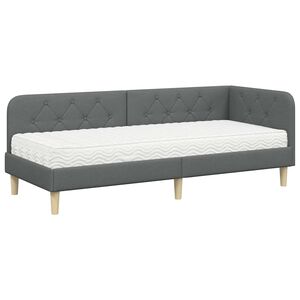 vidaXL Kutni okvir kreveta s madracem Tamno siva 80 x 200 cm tkanina