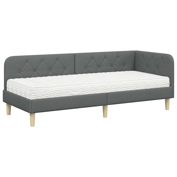 vidaXL Kutni okvir kreveta s madracem Tamno siva 80 x 200 cm tkanina