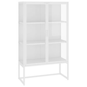 vidaXL Visoka komoda bijela 80x35x135 cm od čelika i kaljenog stakla