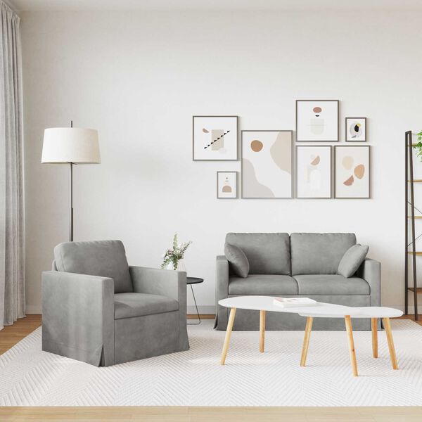 vidaXL Sofa 2 pcs Svijetlo siva 138 x 78 x 80 cm Bar&scaron;un