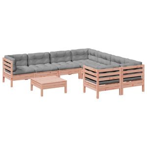 vidaXL 9-dijelni set vrtnih sofa s jastucima masivno drvo duglazije