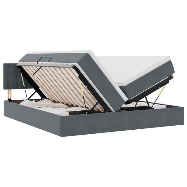 vidaXL Krevet s od storage s madracem Tamno siva 90 x 200 cm