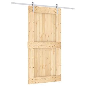 vidaXL Klizna vrata Prirodna i bijela 100 x 210 cm Čvrsta borovina