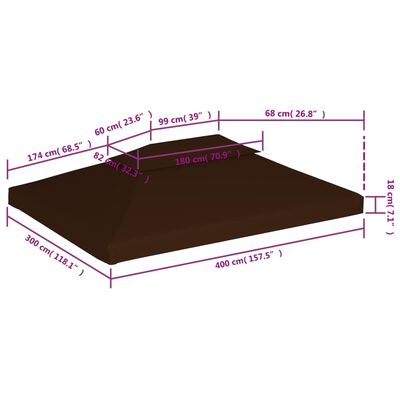 vidaXL Pokrov za sjenicu s 2 razine 310 g/m² 4 x 3 m smeđi