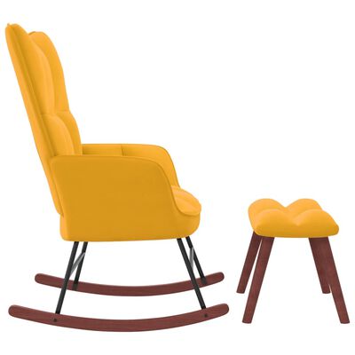 vidaXL Stolica za ljuljanje s osloncem za noge boja senfa baršunasta