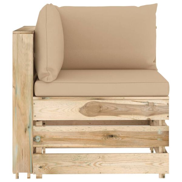 vidaXL 6-dijelna vrtna garnitura s jastucima zeleno impregnirano drvo