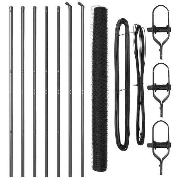 vidaXL Stup za ogradu Siva 10 x 1,5 m (36 mm mreža) Čelik i PVC