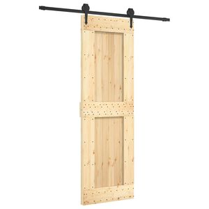 vidaXL Klizna vrata Prirodna i crna 70 x 210 cm Čvrsta borovina