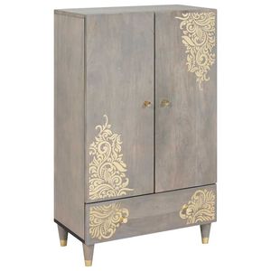 vidaXL Highboard Siva i zlatna 60 x 33 x 100 cm Čvrsto drvo manga