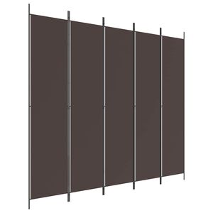 vidaXL Sobna pregrada s 5 panela smeđa 250x220 cm od tkanine