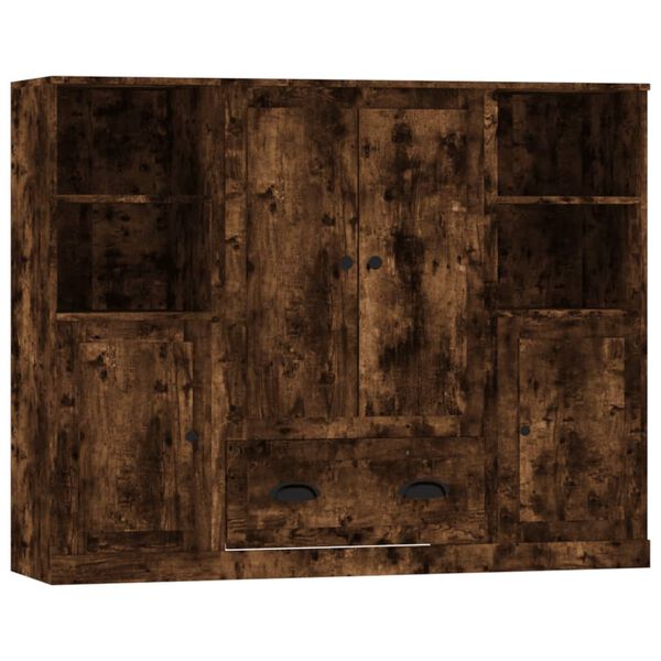 vidaXL Visoke komode 3 kom boja dimljenog hrasta od konstruiranog drva