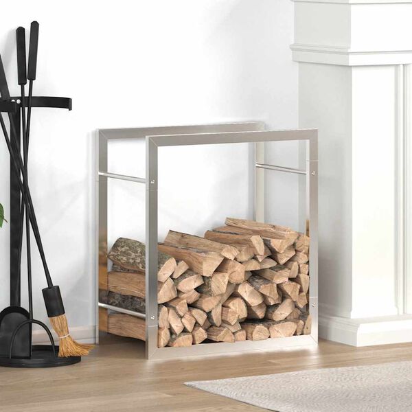 vidaXL Stalak za drva za ogrjev 50 x 28 x 56 cm od nehrđajućeg čelika