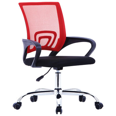 vidaXL Uredska stolica od tkanine s mrežastim naslonom crvena