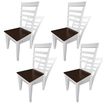 vidaXL Blagovaonske stolice od masivnog drva i MDF 4 kom bijelo-smeđe