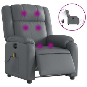 vidaXL Električni masažni naslonjač od umjetne kože sivi