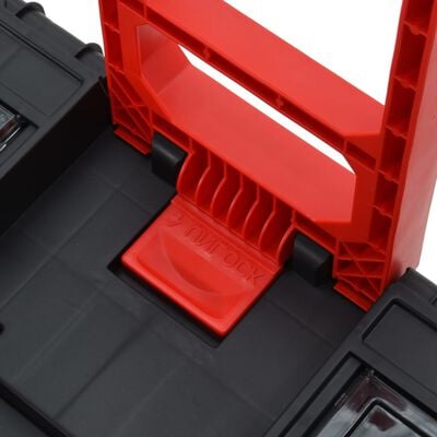 vidaXL Kolica s kutijom za alat crno-crvena od polipropilena