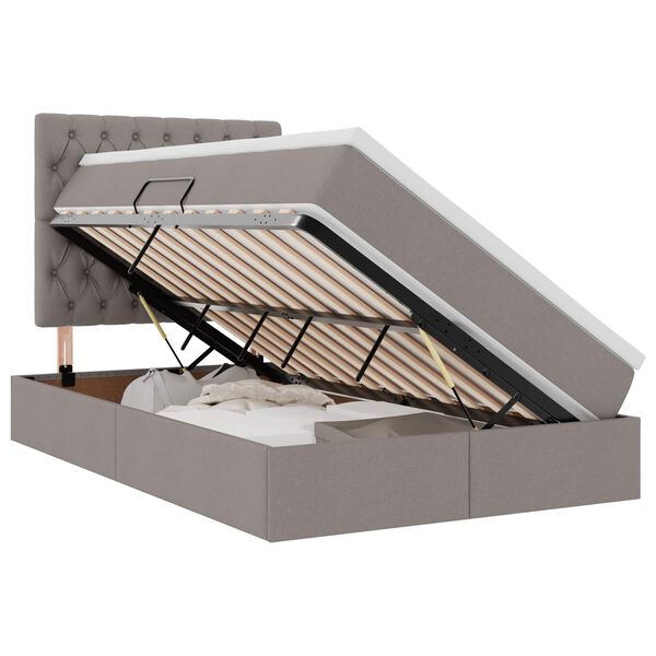 vidaXL Krevet s prostorom za pohranu s LED-om Sivo-smeđa 120 x 190 cm