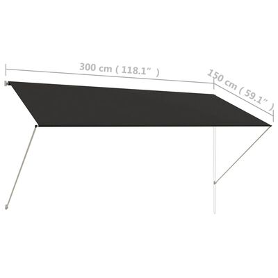 vidaXL Tenda na uvlačenje 300 x 150 cm antracit