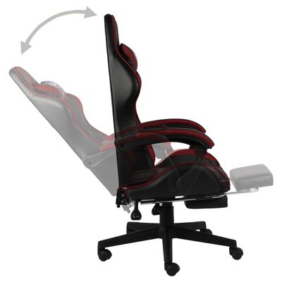 vidaXL Igraća stolica od umjetne kože s osloncem za noge crna-bordo