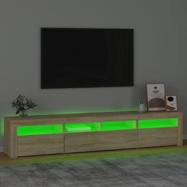 vidaXL TV ormarić s LED svjetlima boja hrasta sonome 210x35x40 cm