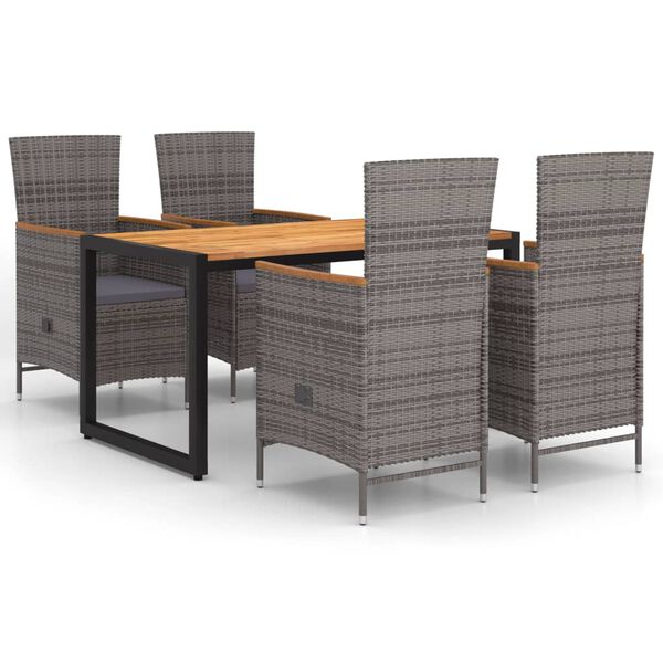 vidaXL 5-dijelni vrtni blagovaonski set sivi