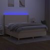 vidaXL Krevet box spring s madracem LED krem 180x200 cm od tkanine